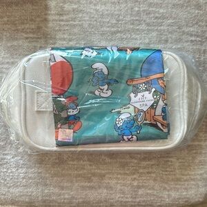 Farmhouse Fresh Vegan Leather Cosmetic Bag with Smurf Village Silky Scarf